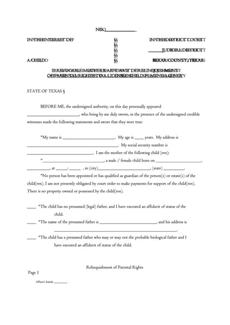 Fill sign over parental rights forms texas , edit online. . Texas affidavit of relinquishment of parental rights form
